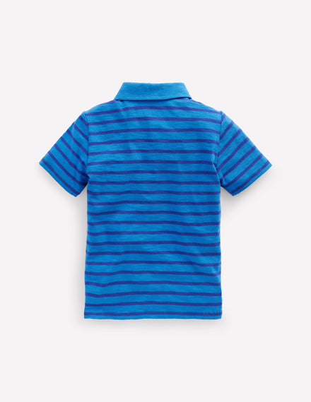 Slub Polo Shirt-Kingfisher Blue/ Sapphire Blue