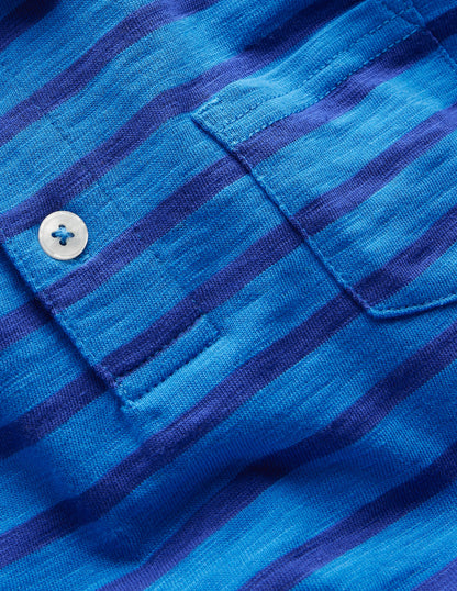 Slub Polo Shirt-Kingfisher Blue/ Sapphire Blue