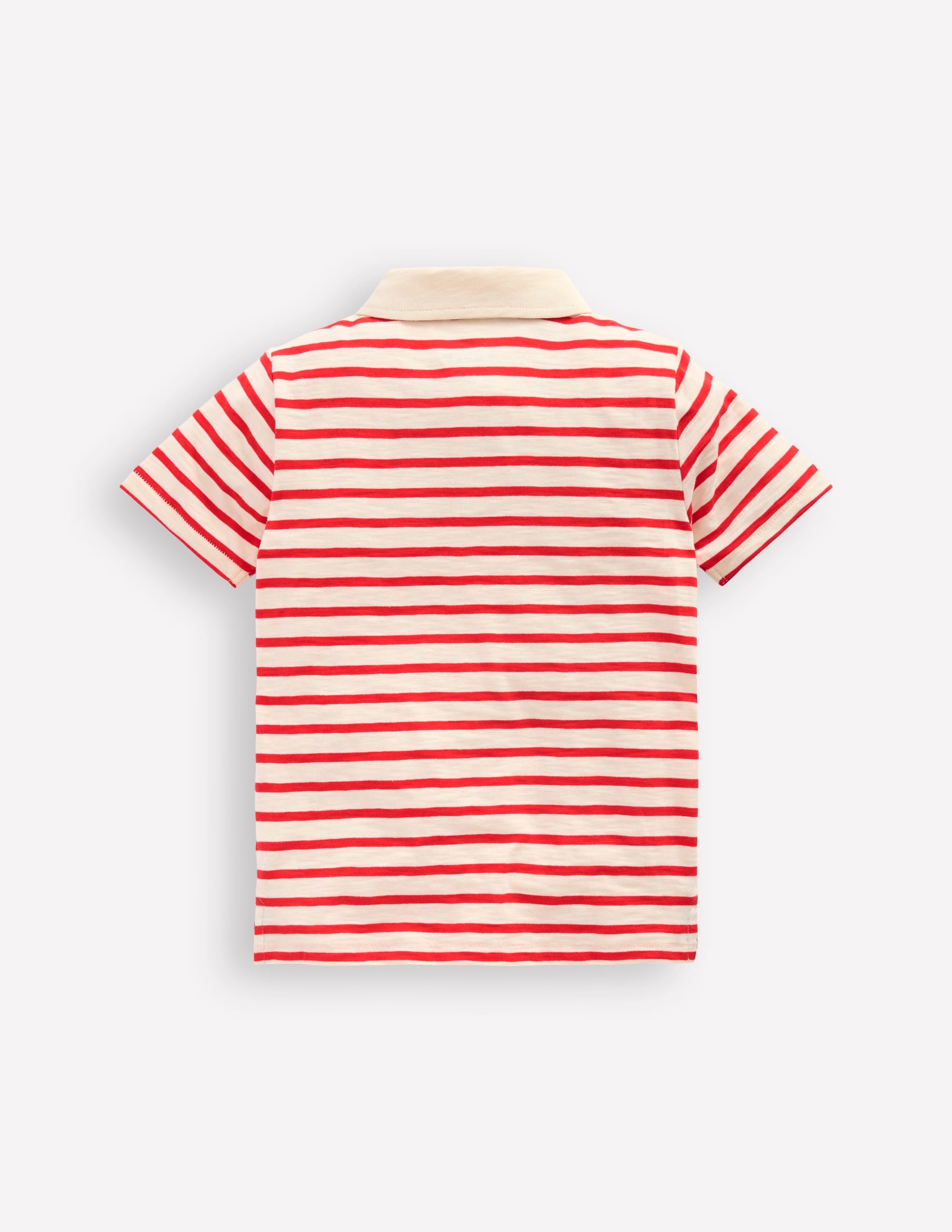 Slub Polo Shirt-Poppy Red/ Ivory - Image 2