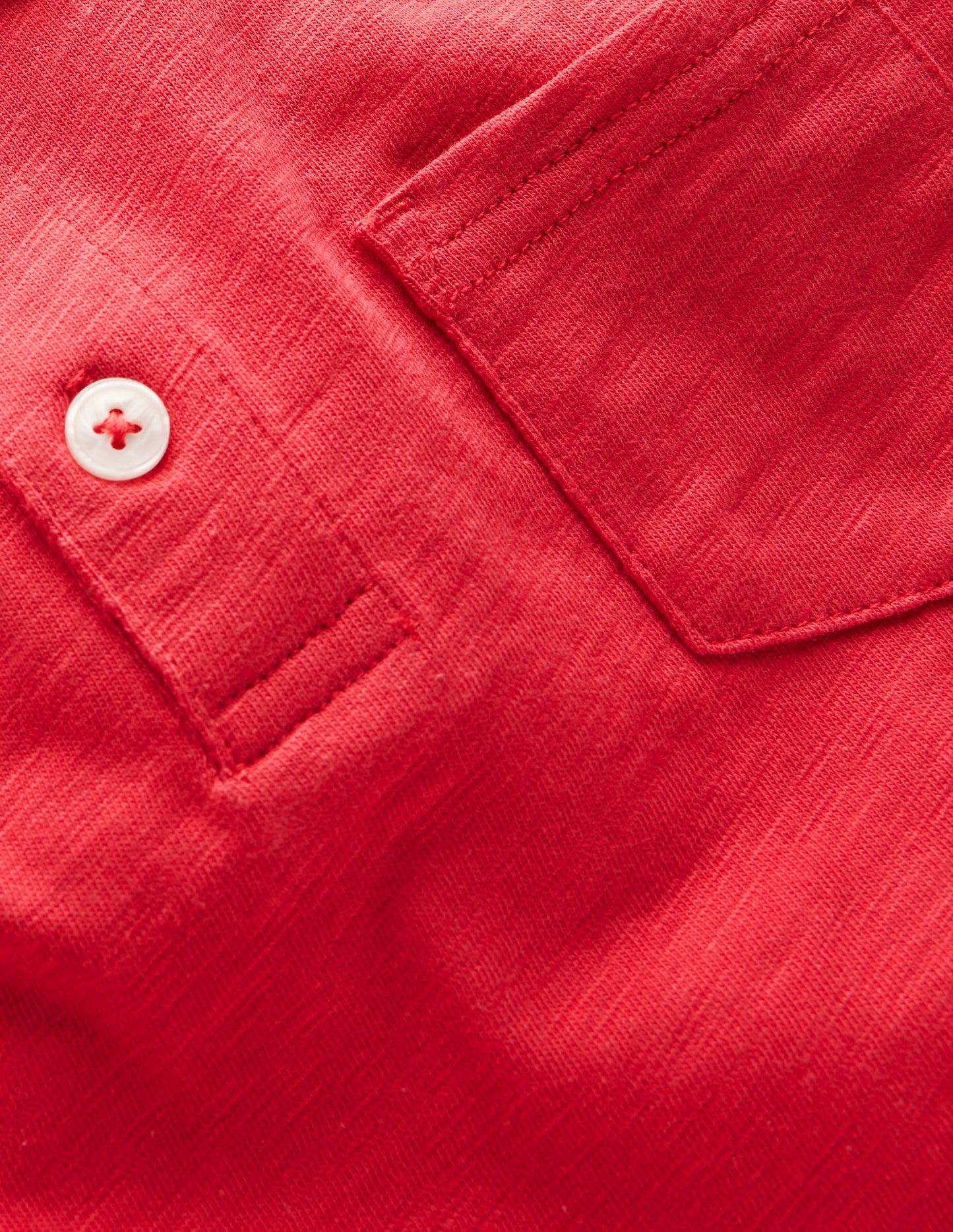 Slub Polo Shirt-Cherry Tomato Red