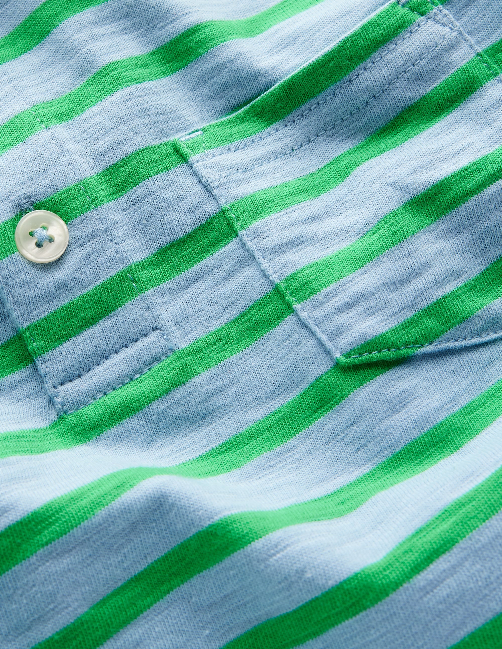 Slub Polo Shirt-Sky Blue/ Sapling Green - Image 3
