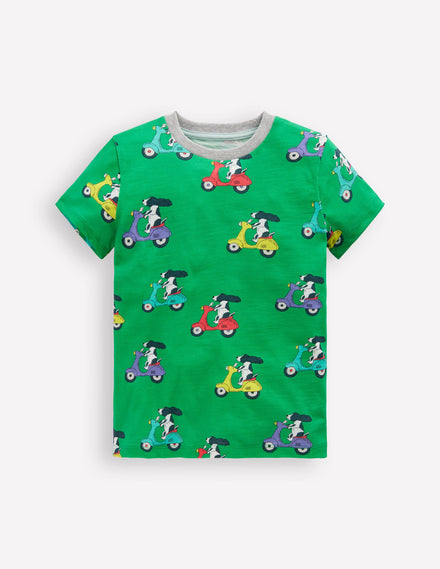 All-Over Printed T-Shirt-Sapling Green Puppy Scooter