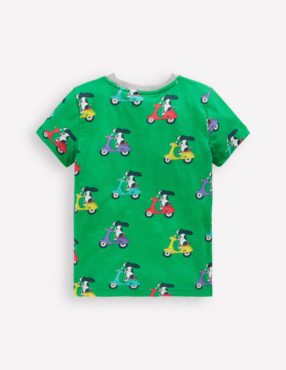 All-Over Printed T-Shirt-Sapling Green Puppy Scooter