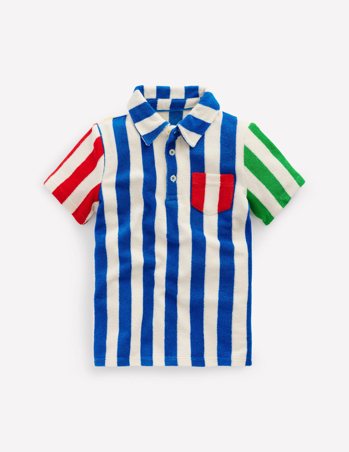 Towelling Polo Shirt-Hotchpotch Stripe - Image 1