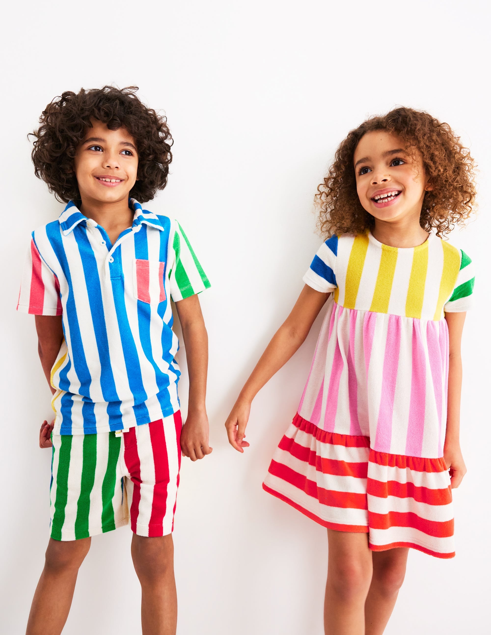 Towelling Polo Shirt-Hotchpotch Stripe - Image 4