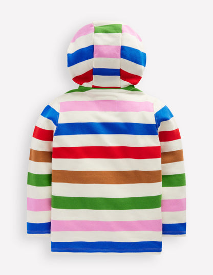 Button Down Hoody-Gallery Blue Multi Stripe