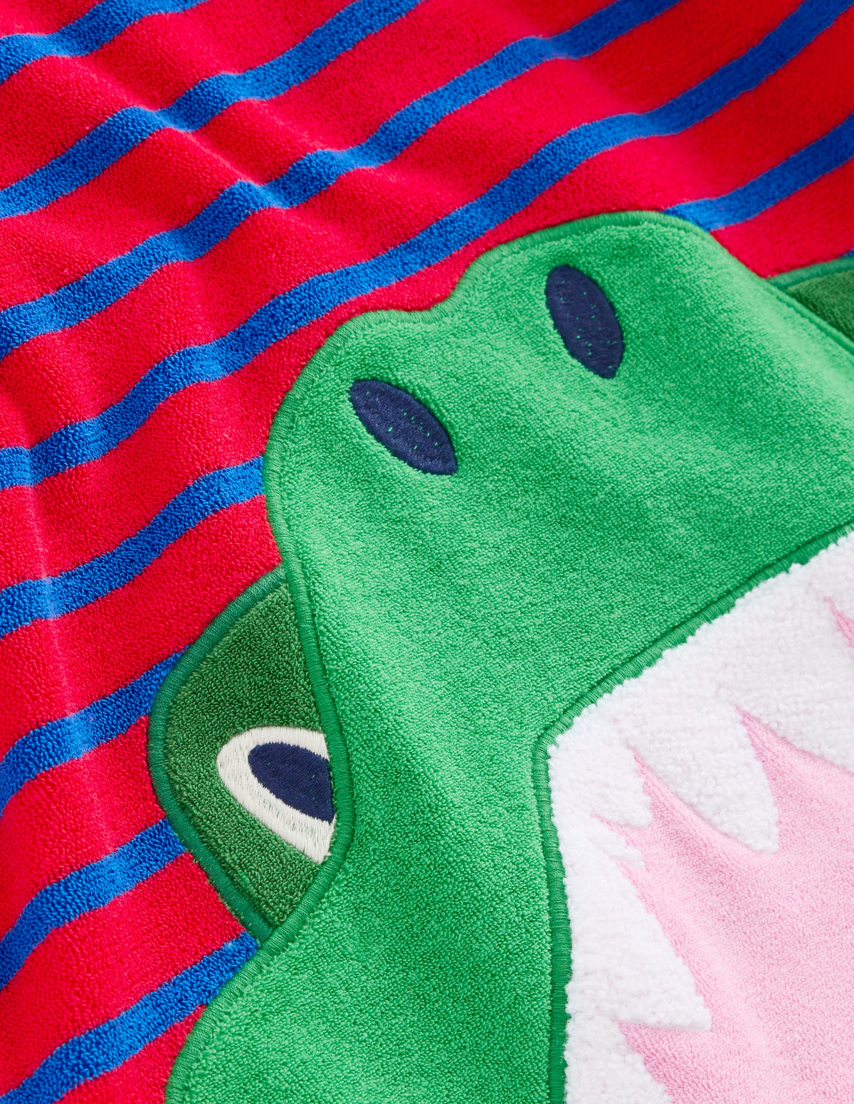 Appliqué Towelling Throw-on-Gallery Blue/ Poppy Red Croc - Image 3