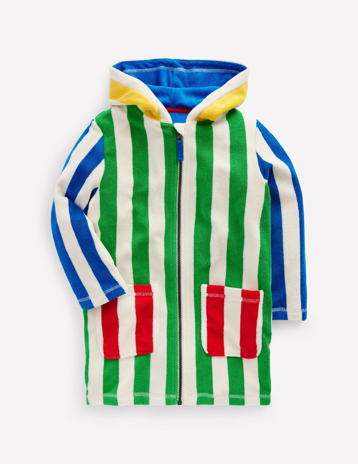 Towelling Zip-Up Throw-On-Highland Green Colourblock - Image 1