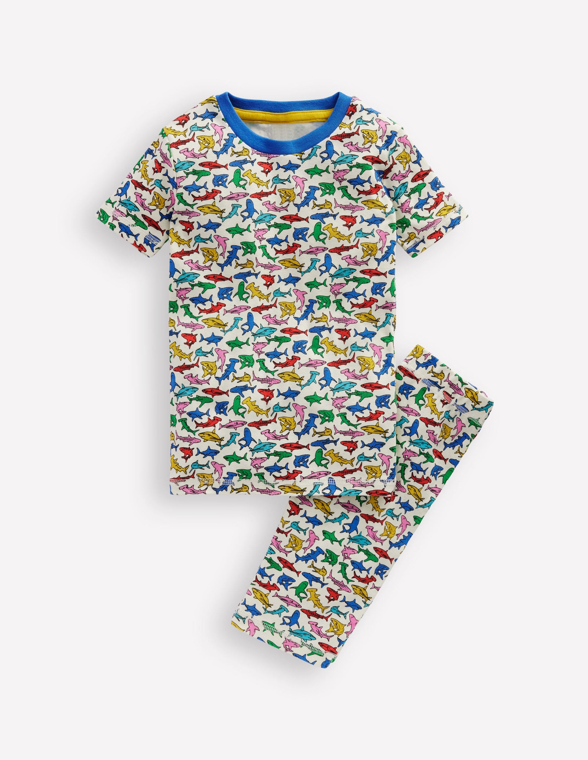 Snug Short John Pajamas-Multi Sharks-1