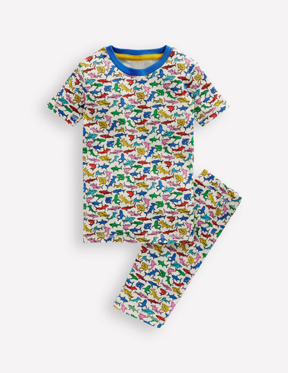 Snug Short John Pajamas-Multi Sharks-1