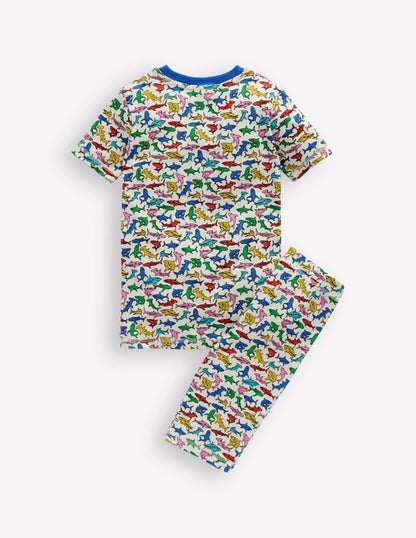 Snug Short John Pajamas-Multi Sharks-2