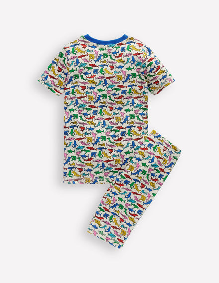 Snug Short John Pajamas-Multi Sharks