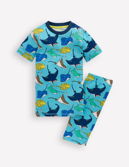 Snug Short John Pajamas-Caribbean Blue Rays-1