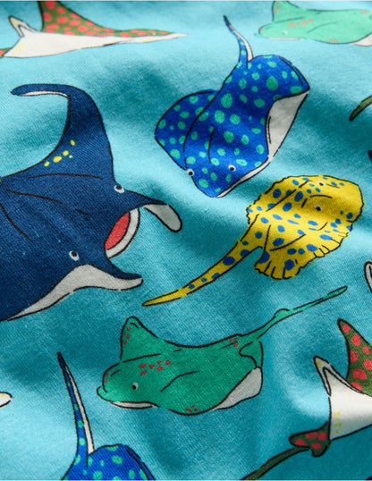 Snug Short John Pajamas-Caribbean Blue Rays-3