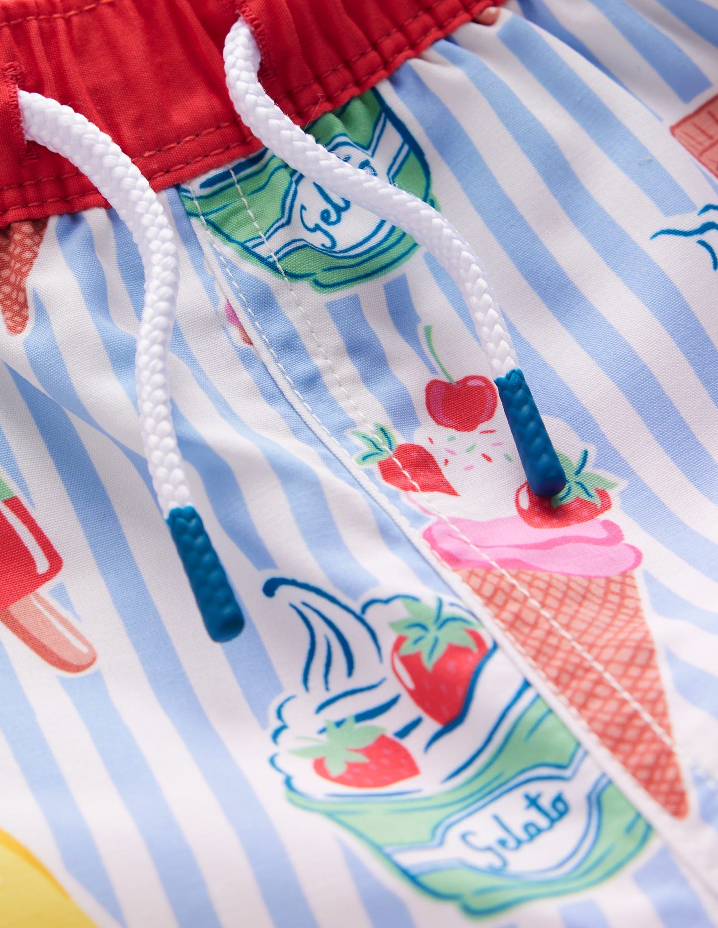 Swim Shorts-Vintage Blue Ice Cream Stripe