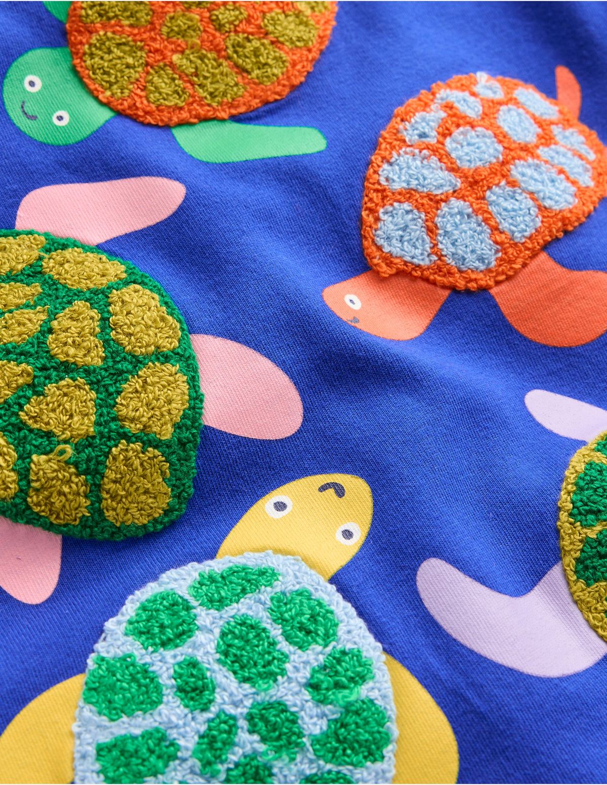 Short Sleeve Bouclé T-shirt-Bright Blue Turtles - Image 3