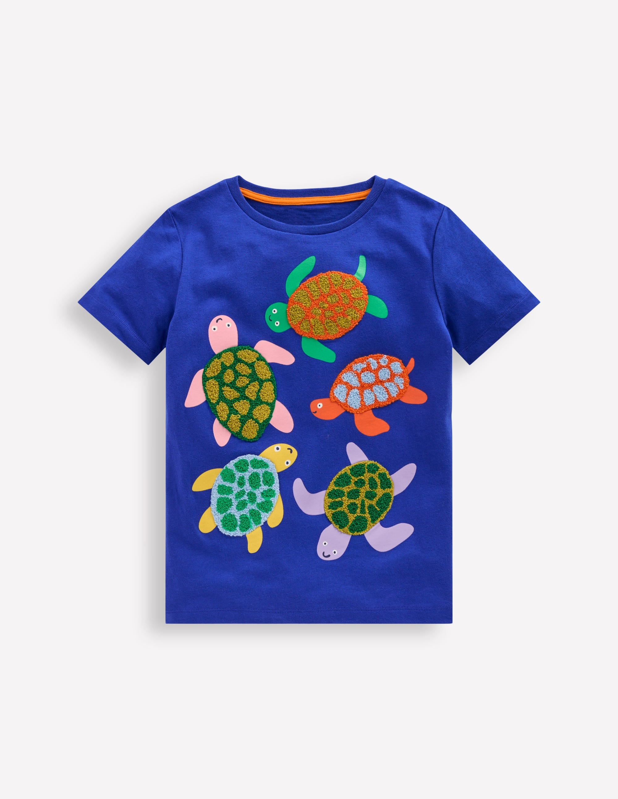 Short Sleeve Bouclé T-shirt-Bright Blue Turtles - Image 1