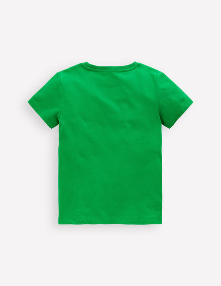 Short Sleeve Bouclé T-shirt-Green Construction Vehicles