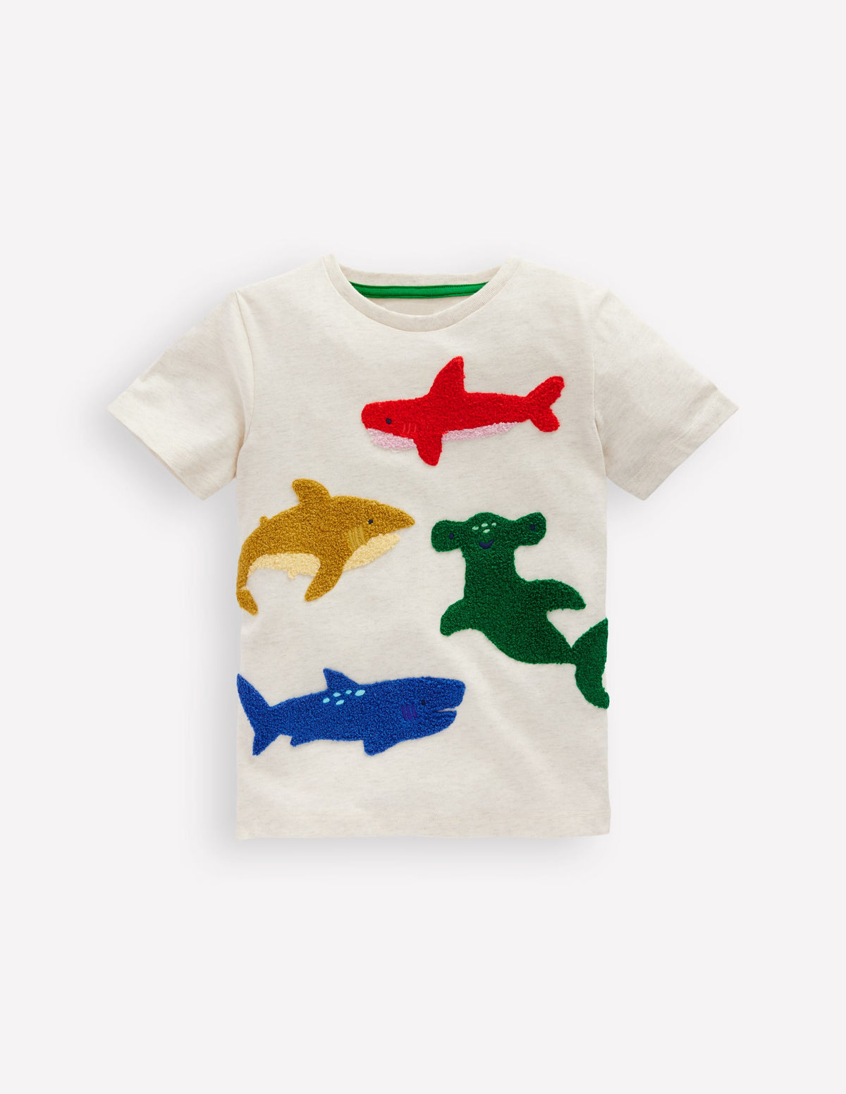Short Sleeve Bouclé T-shirt-Ivory Sharks - Image 1