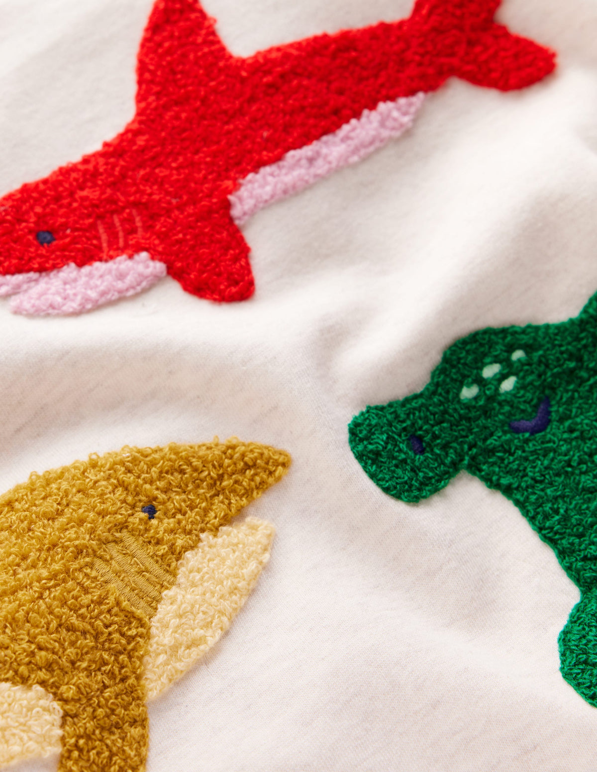 Short Sleeve Bouclé T-shirt-Ivory Sharks - Image 3