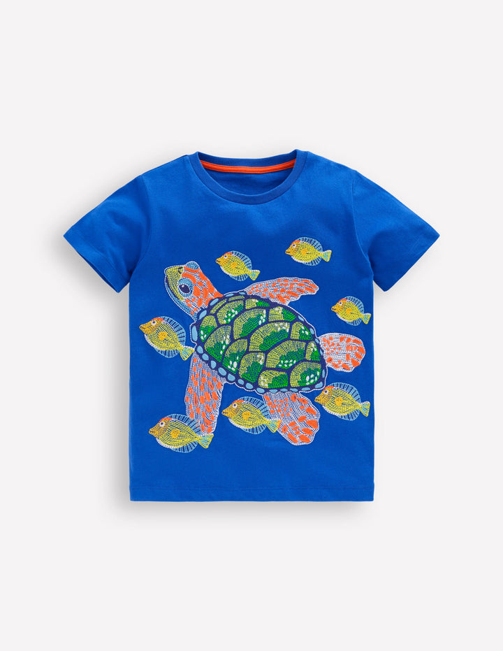 Glow Superstitch T-shirt-Gallery Blue Turtle