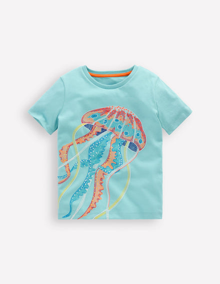 Glow Superstitch T-shirt-Caribbean Blue Jellyfish