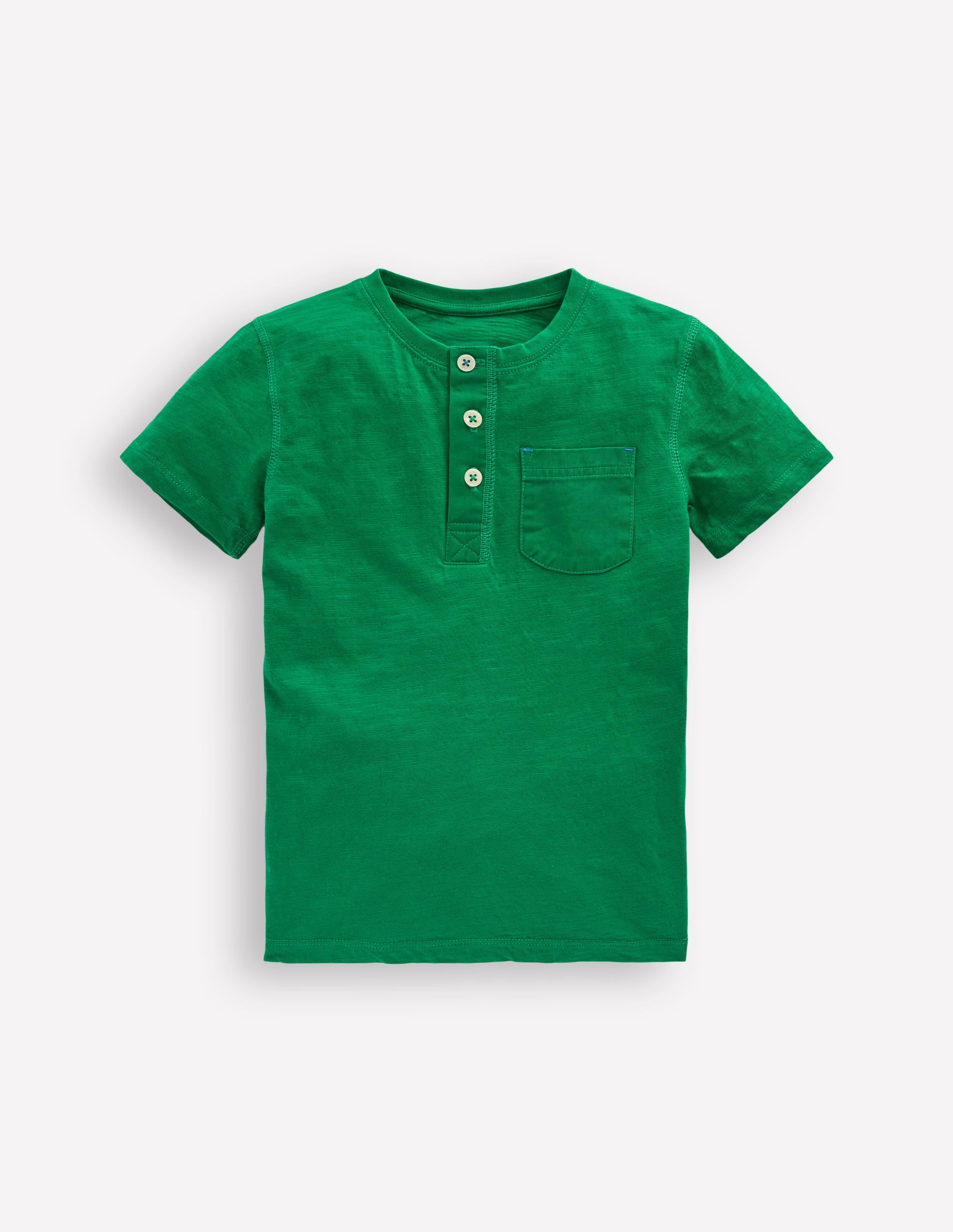 Short Sleeve Henley T-Shirt-Rich Emerald - Image 1