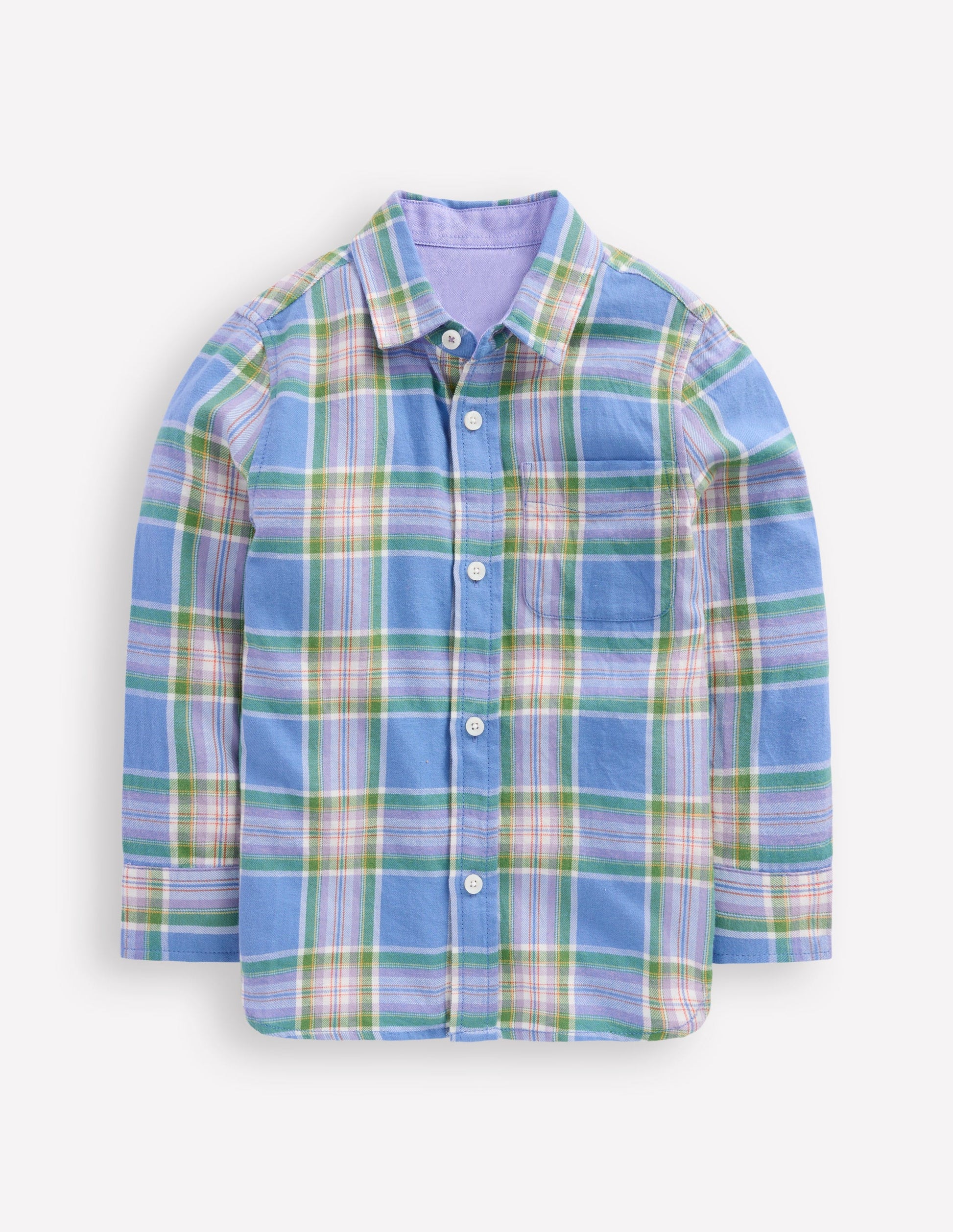 Cosy Cotton Check Shirt-Blue and Purple Check-5