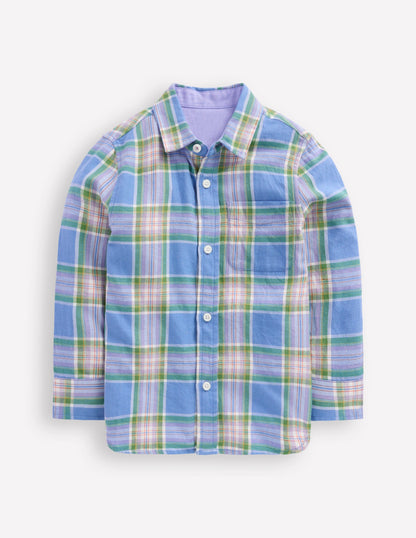 Cosy Cotton Check Shirt-Blue and Purple Check-5