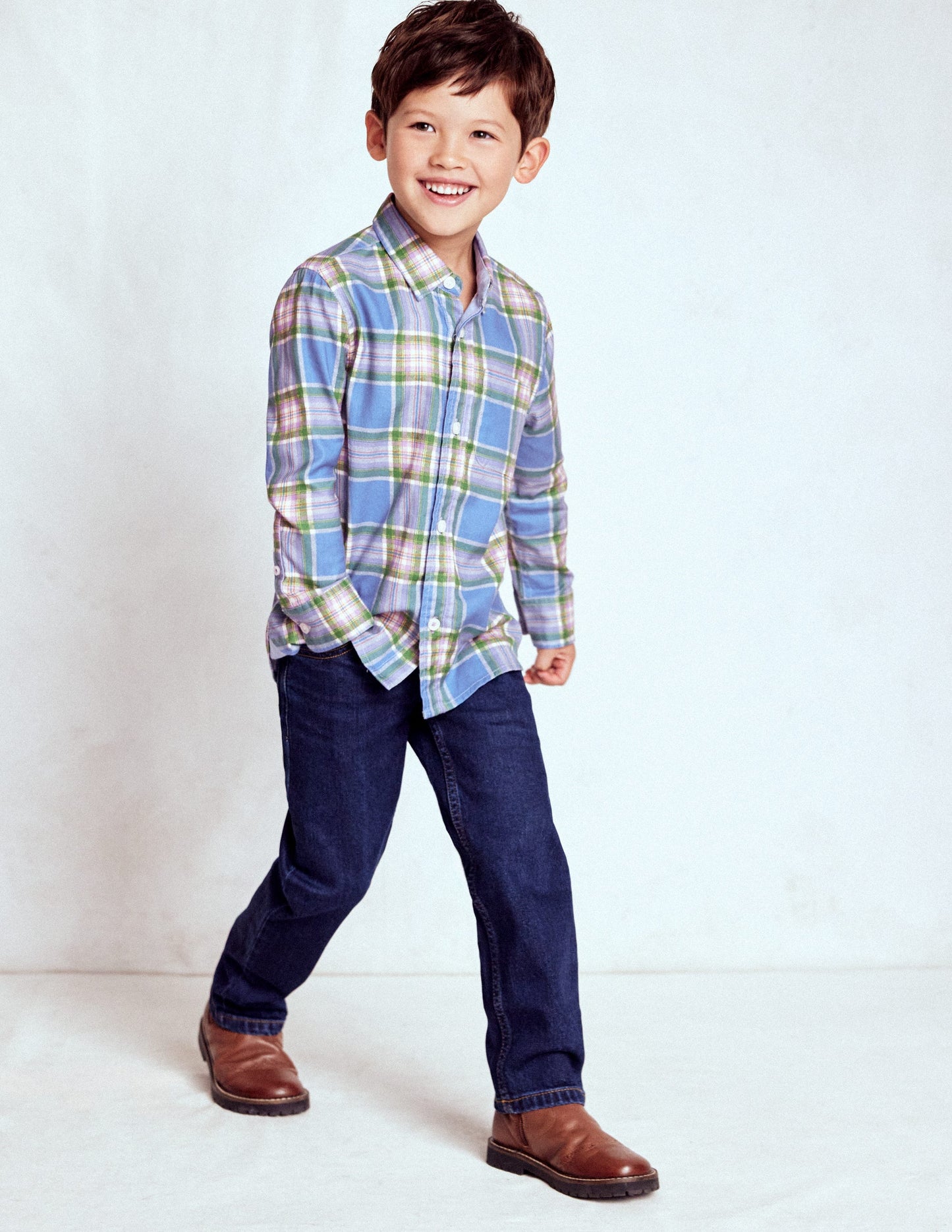 Cosy Cotton Check Shirt-Blue and Purple Check