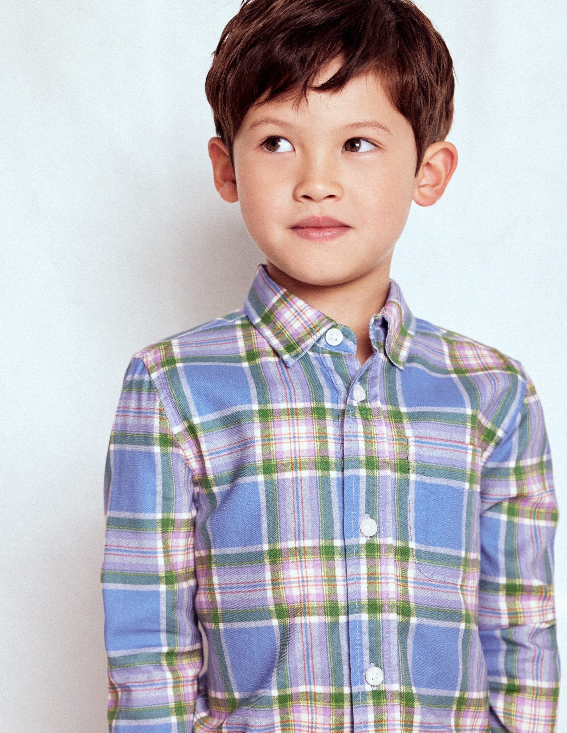 Cosy Cotton Check Shirt-Blue and Purple Check-3