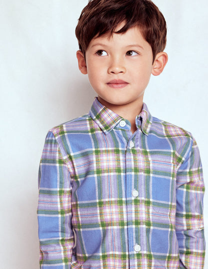 Cosy Cotton Check Shirt-Blue and Purple Check-3