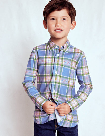 Cosy Cotton Check Shirt-Blue and Purple Check-4