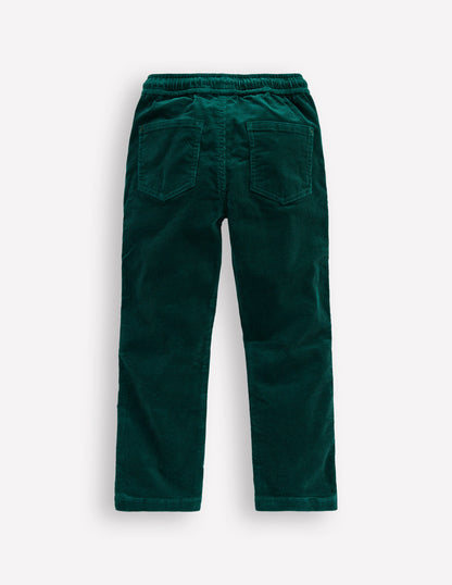 Slim Pull On Trousers-Emerald Night Cord-2