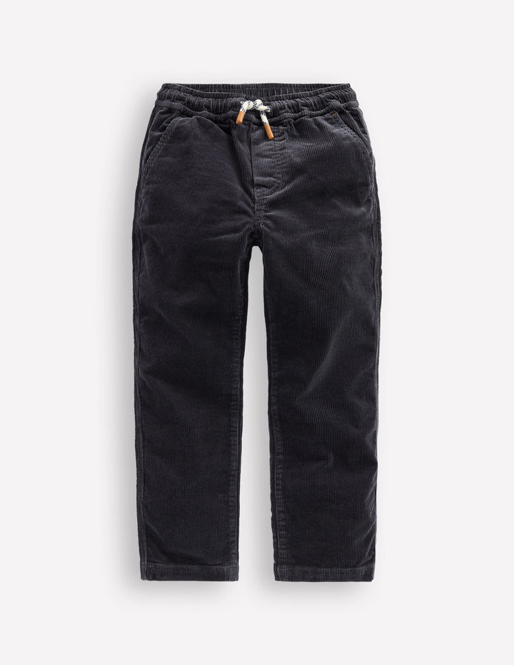 Slim Pull On Trousers-Charcoal Cord