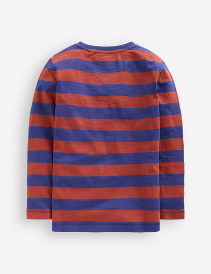 Everyday Long Sleeve T-Shirt-Starboard Blue/ Chestnut Brown-2