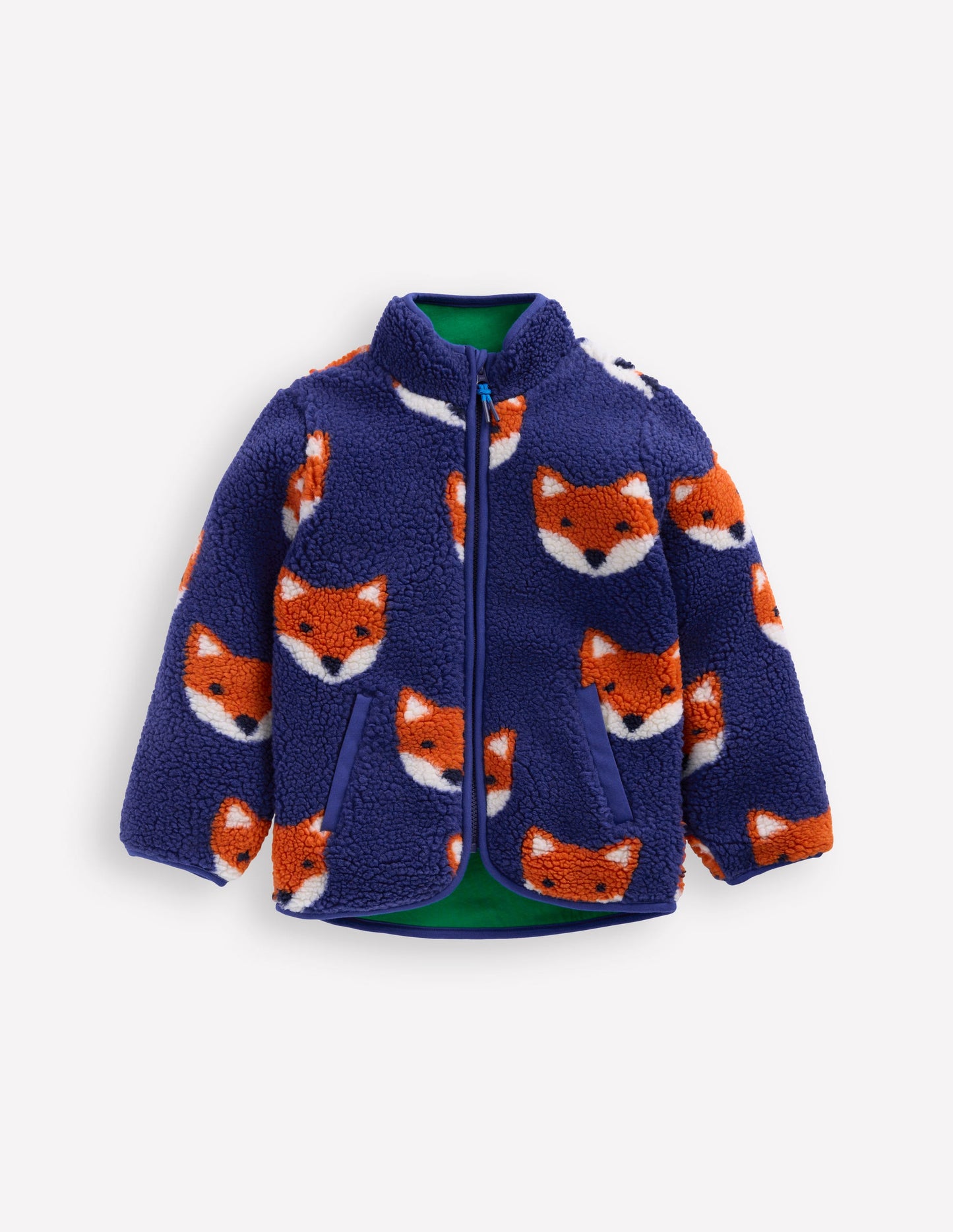 Cosy Borg Jacket-Sapphire Blue Foxes