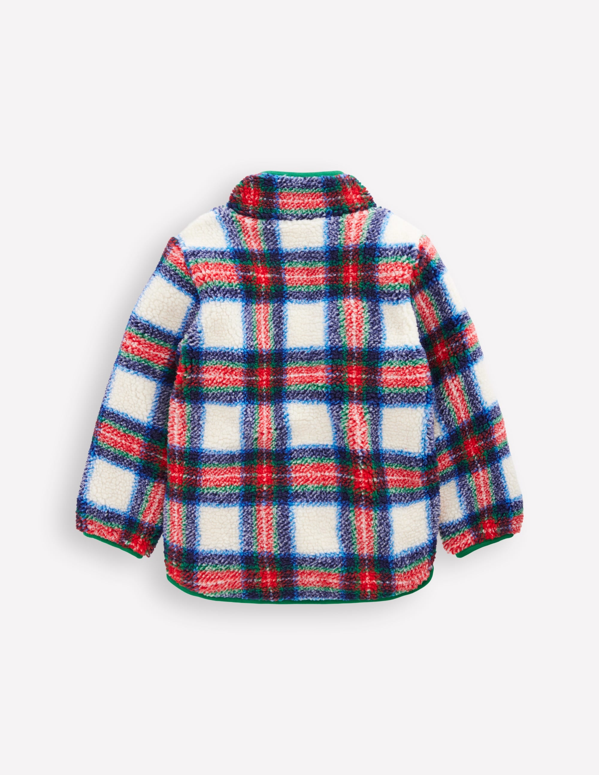Cosy Borg Jacket-Ivory, Blue and Red Check - Image 2