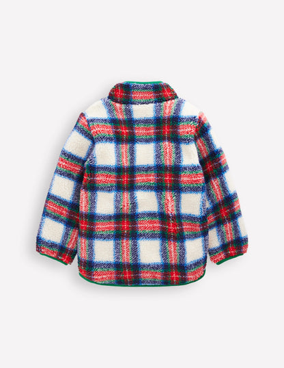 Cosy Borg Jacket-Ivory, Blue and Red Check-2
