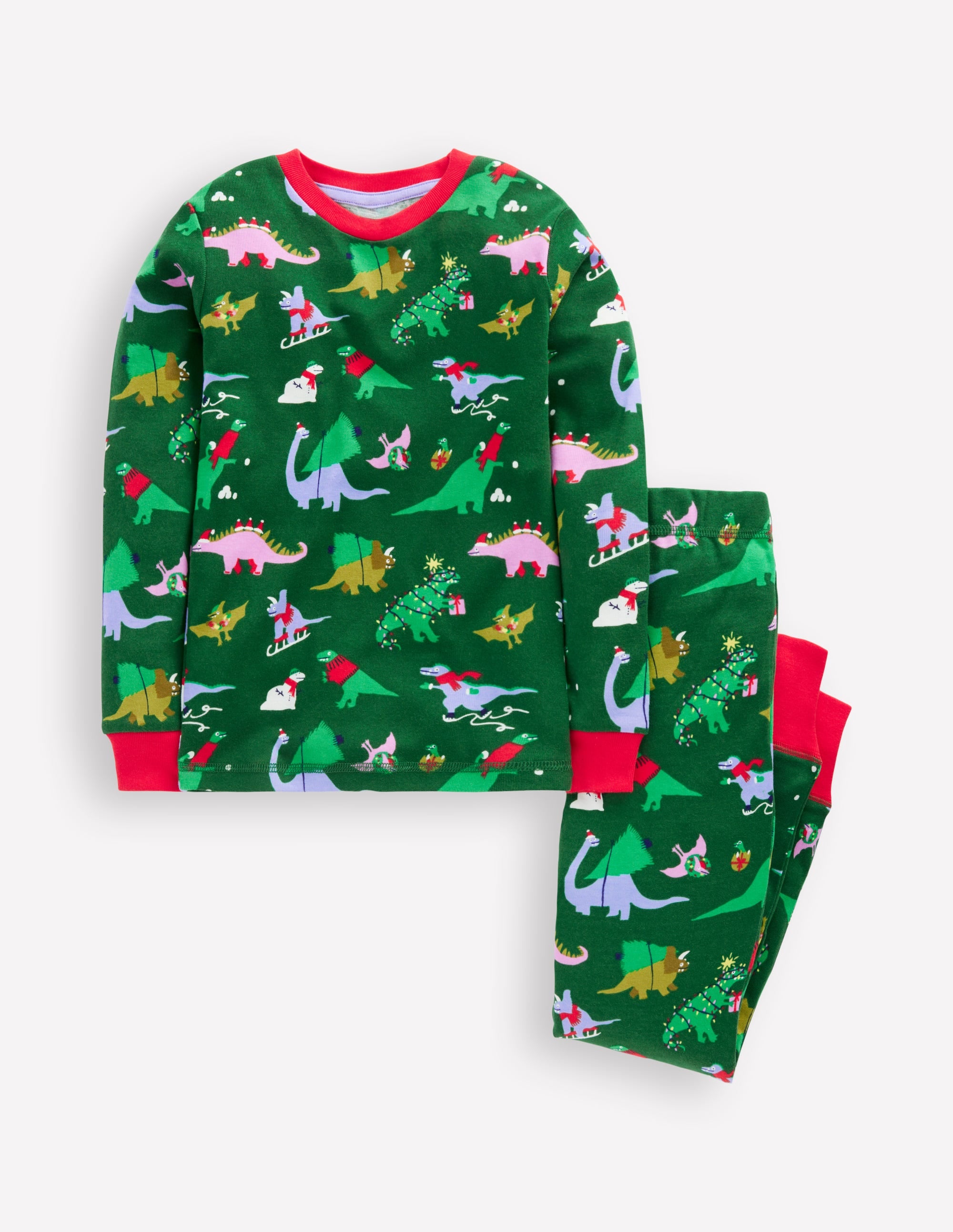Snug Long John Pajamas-Eden Christmas Dinos - Image 1