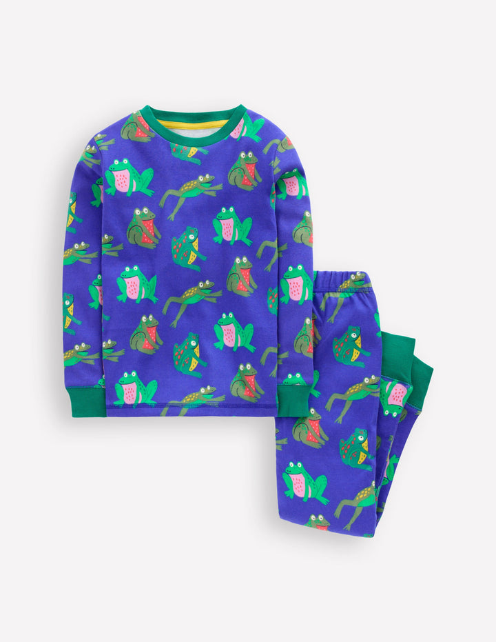 Snug Glow-in-the-dark Pajamas-Surf The Web Frogs