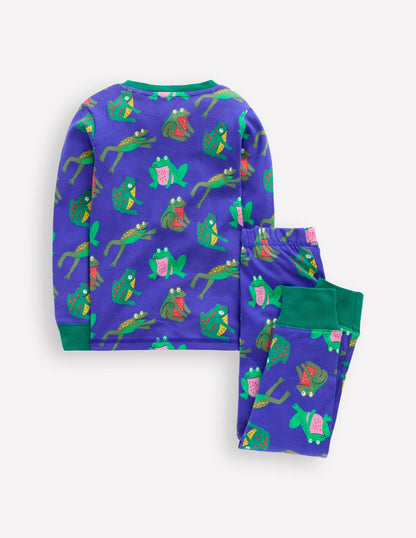 Snug Glow-in-the-dark Pajamas-Surf The Web Frogs-2