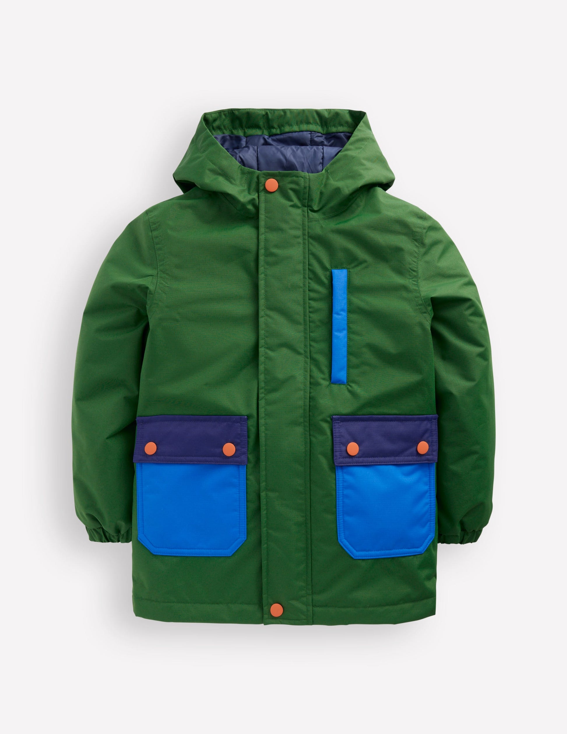 4-in-1 Waterproof Coat-Blue/Green Colourblock-1