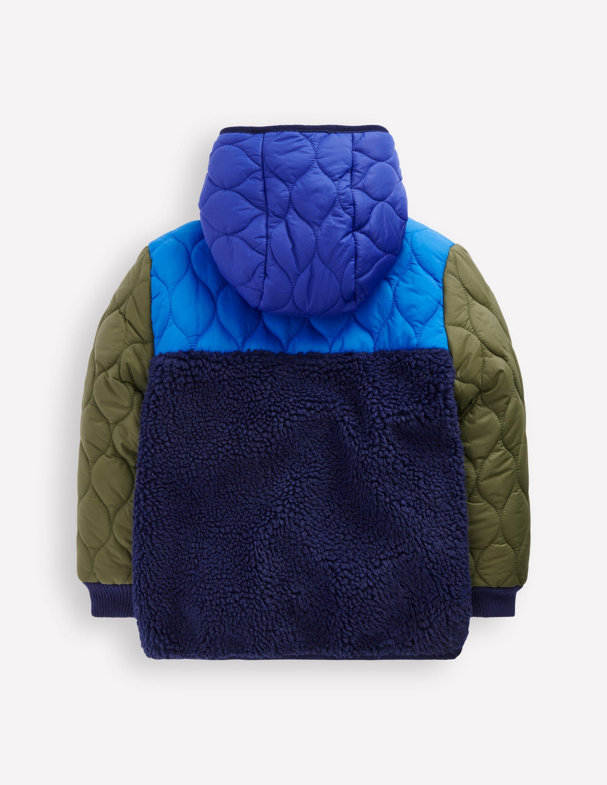 Quilted Borg Jacket-Classic Khaki Colourblock-5