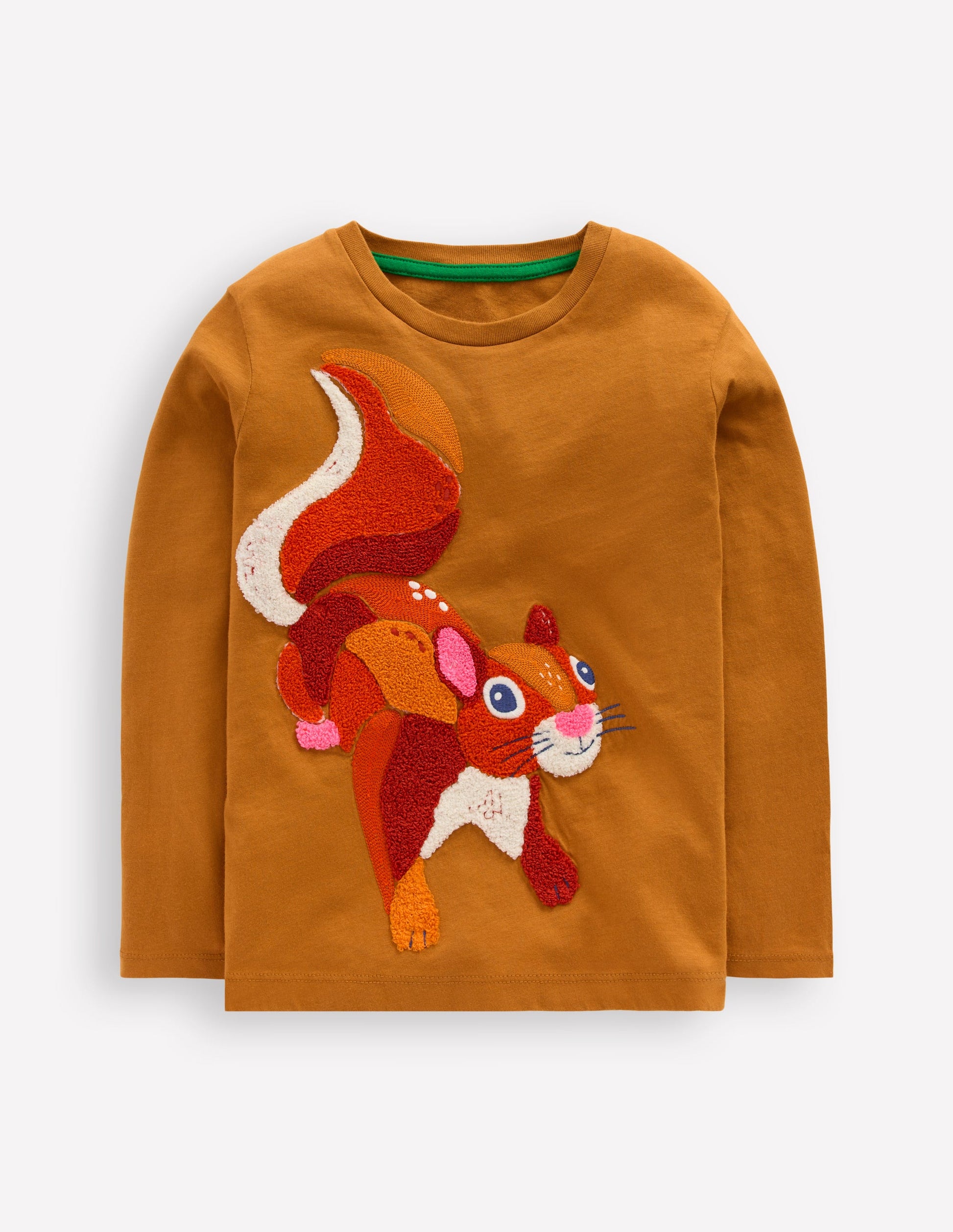 Long Sleeve Bouclé T-shirt-Toffee Brown Squirrel-1