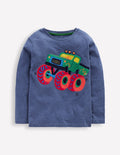 Long Sleeve Bouclé T-shirt-Denim Marl Monster Truck