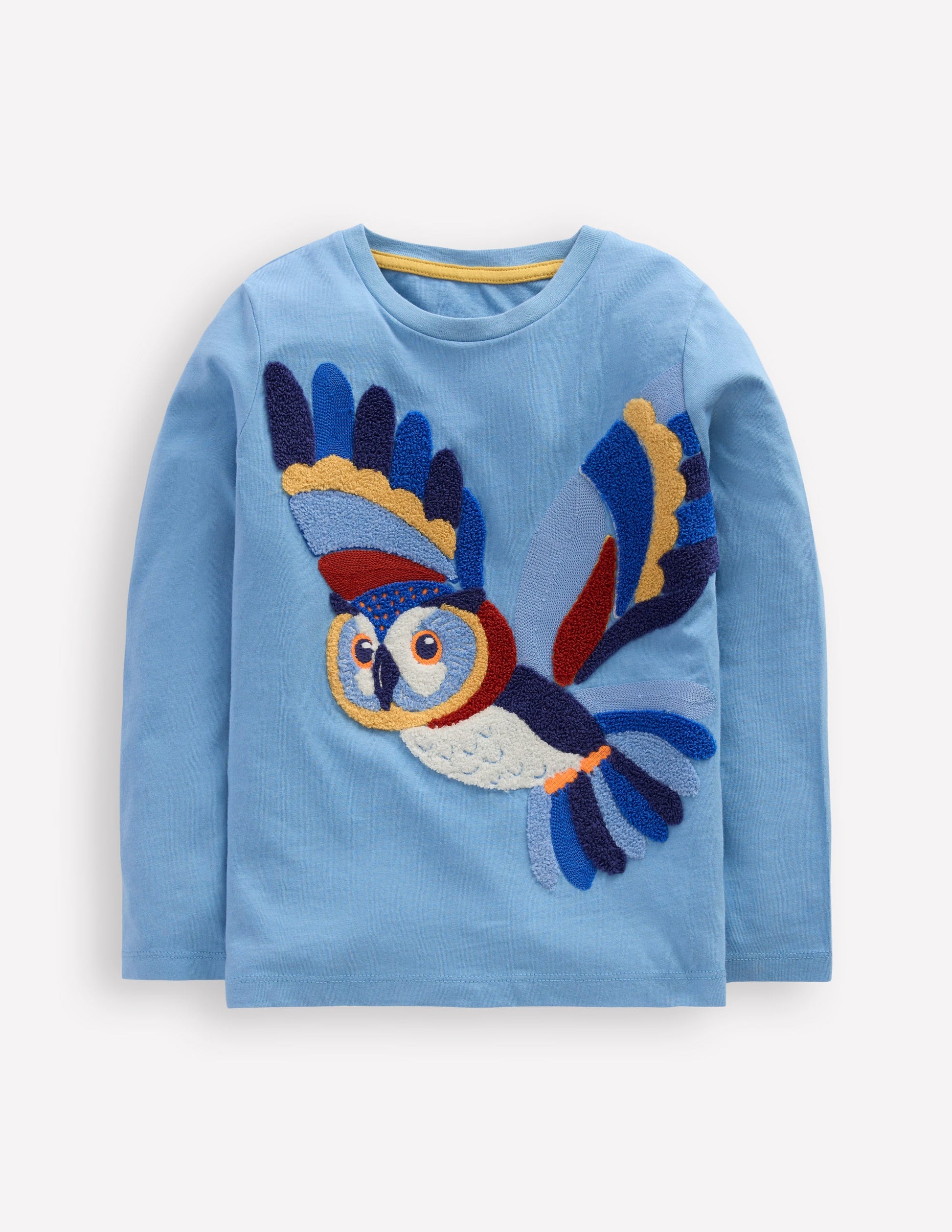 Long Sleeve Bouclé T-shirt-Seamist Blue Owl-1