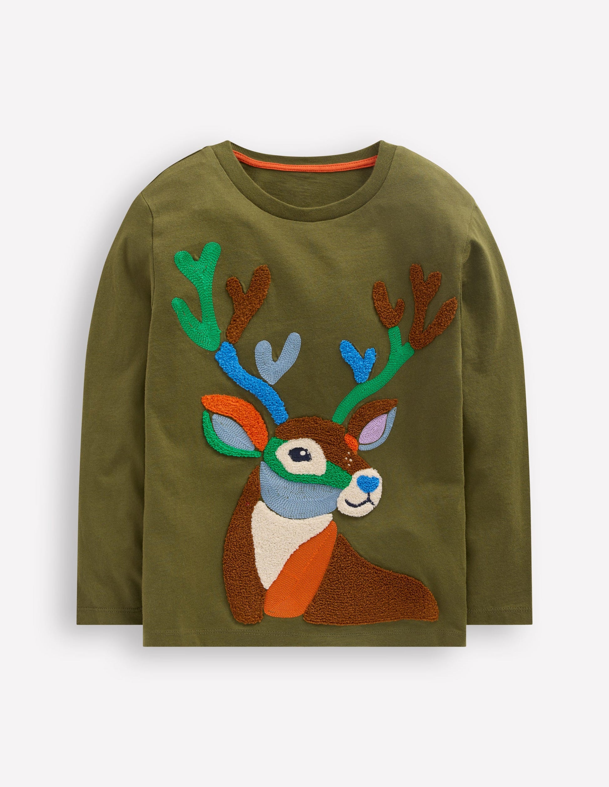 Long Sleeve Bouclé T-shirt-Winter Moss Deer-1