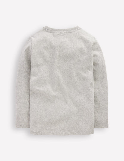 Long Sleeve Printed T-shirt-Grey Marl Space-2