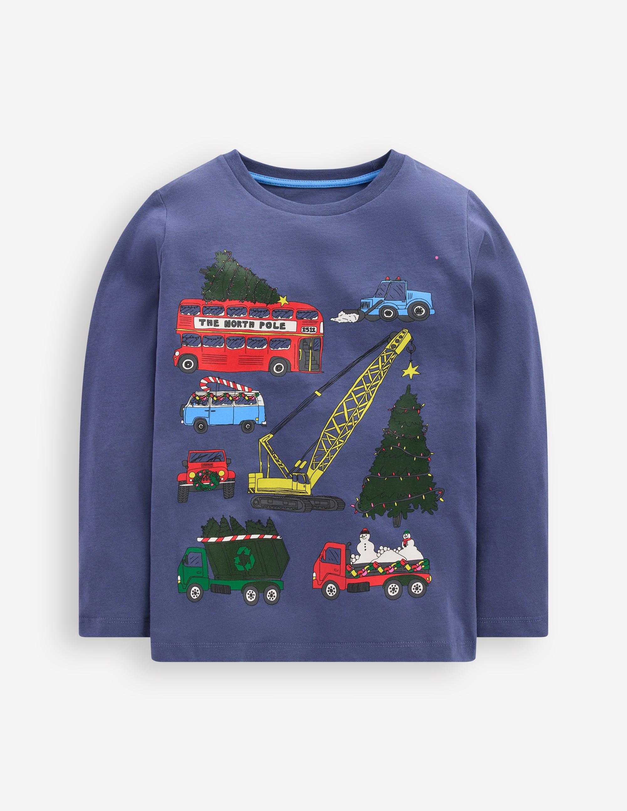 Long Sleeve Printed T-shirt-Christmas Vehicles - Image 1